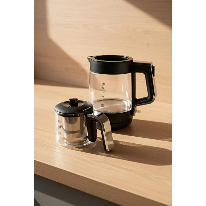 Bernardo Napoli Cam Demlikli Çay Makinesi Siyah