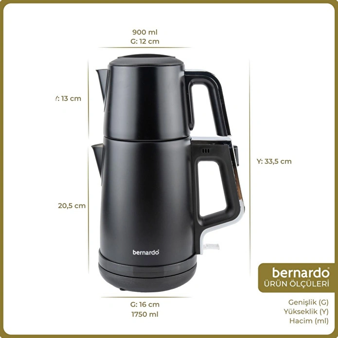 Bernardo Riva Çelik Çay Makinesi Siyah