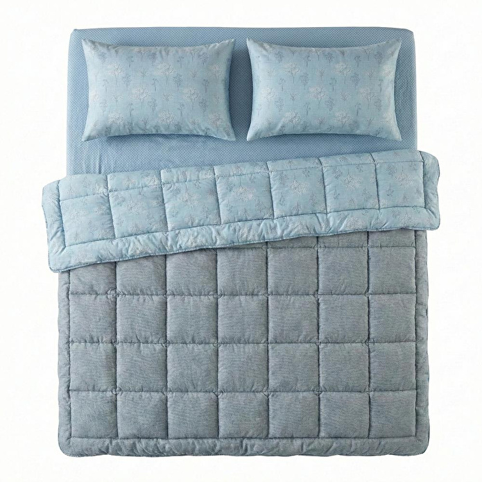 Othello Çift Kişilik Çift Taraflı Welsoft Comforter Yorgan Seti Mavi 195x215 Cm - Dormio Soft Bloom Serisi