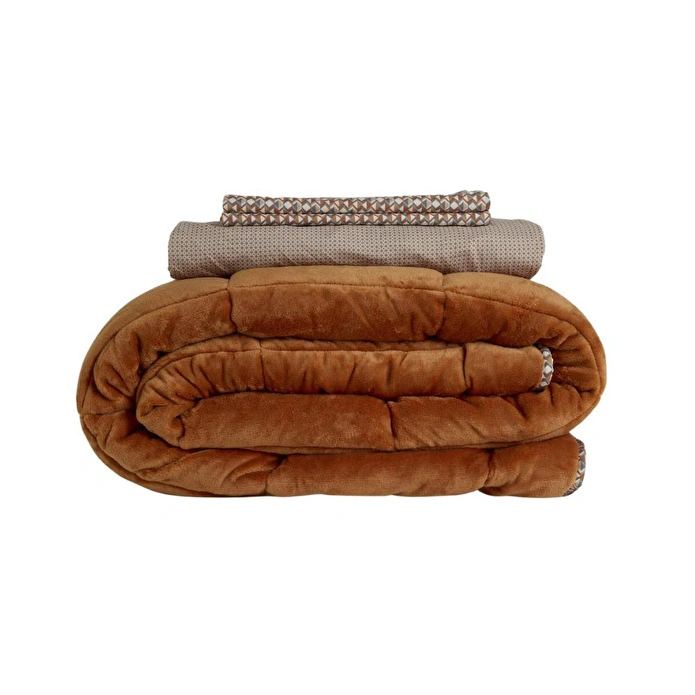 Othello Çift Kişilik Çift Taraflı Welsoft Comforter Yorgan Seti Orange 195x215 Cm - Dormio Soft Trigo Serisi