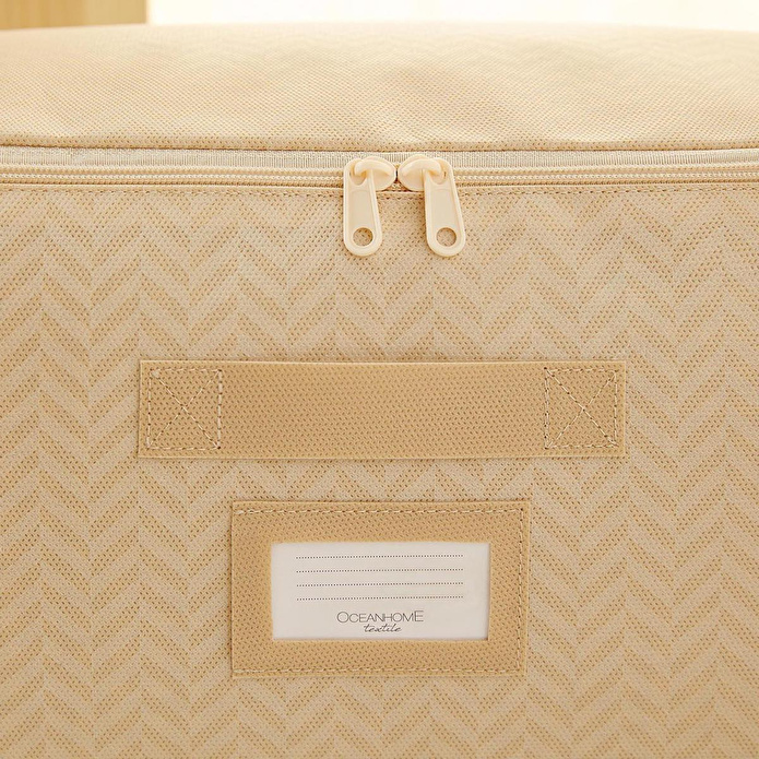 Ocean Home Textile 3'lü Orta Boy Bej Balıksırtı Hurç Set 52 X 28 X 21 Cm