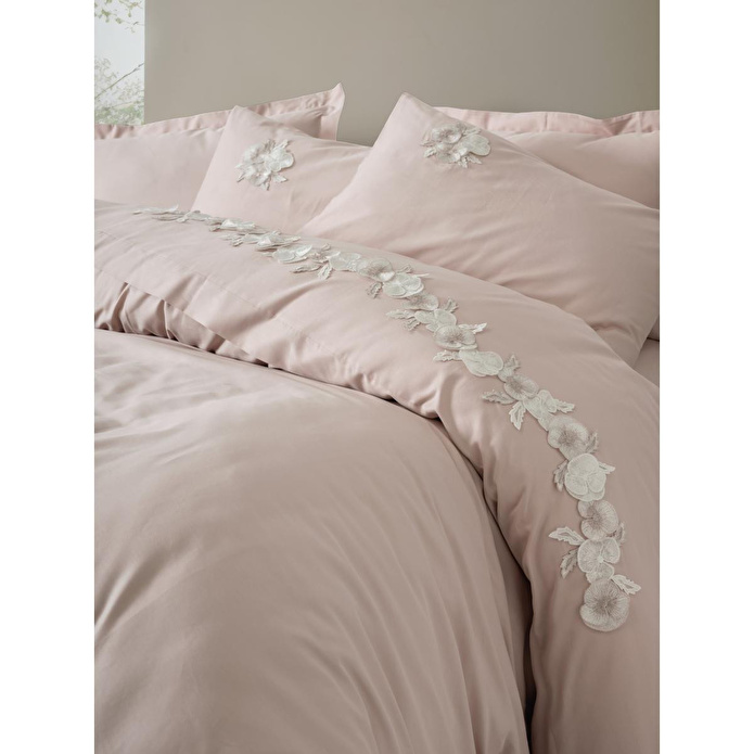 Cotton Box 3d Nakışlı Saten Çift Kişilik Nevresim Takımı Zena Lila