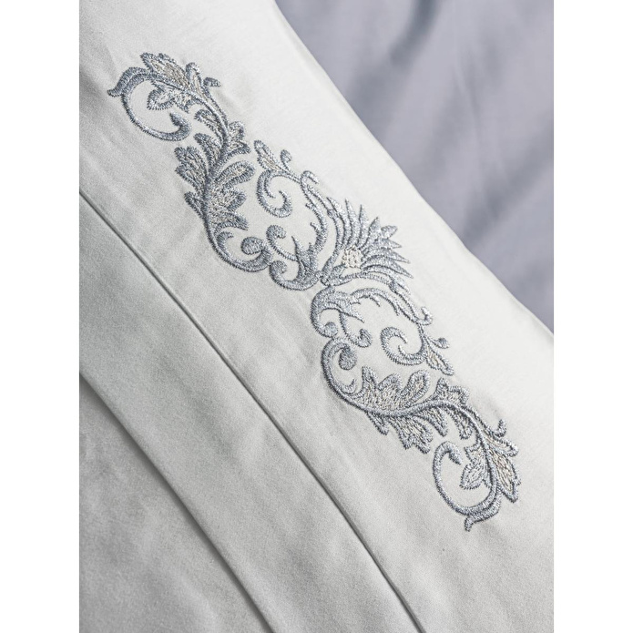 Cotton Box Nakışlı Saten Çift Kişilik Nevresim Takımı Biana Gri