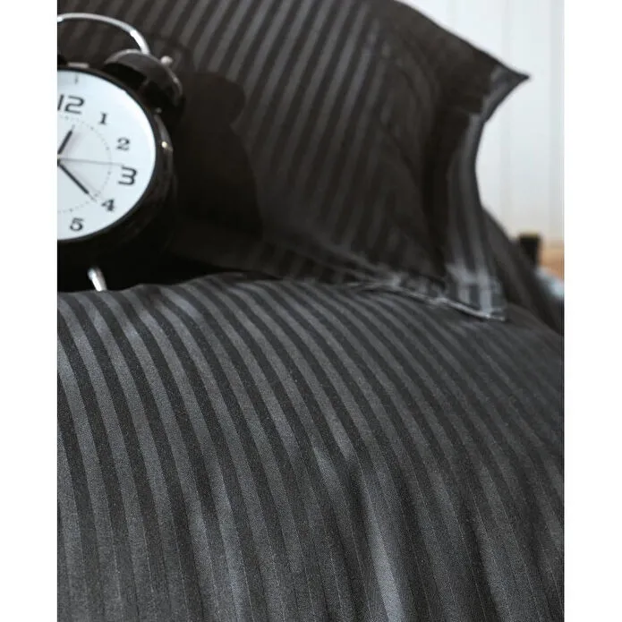 Cotton Box Stripe Saten Çift Kişilik Nevresim Takımı - Siyah