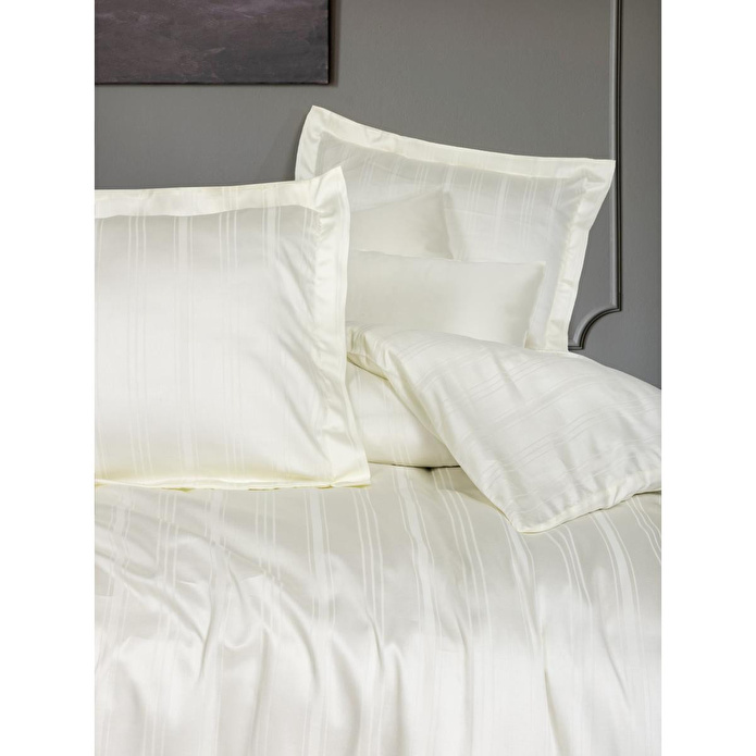 Cotton Box Smart Bambu Saten Çift Kişilik Nevresim Takımı Stripe Ekru