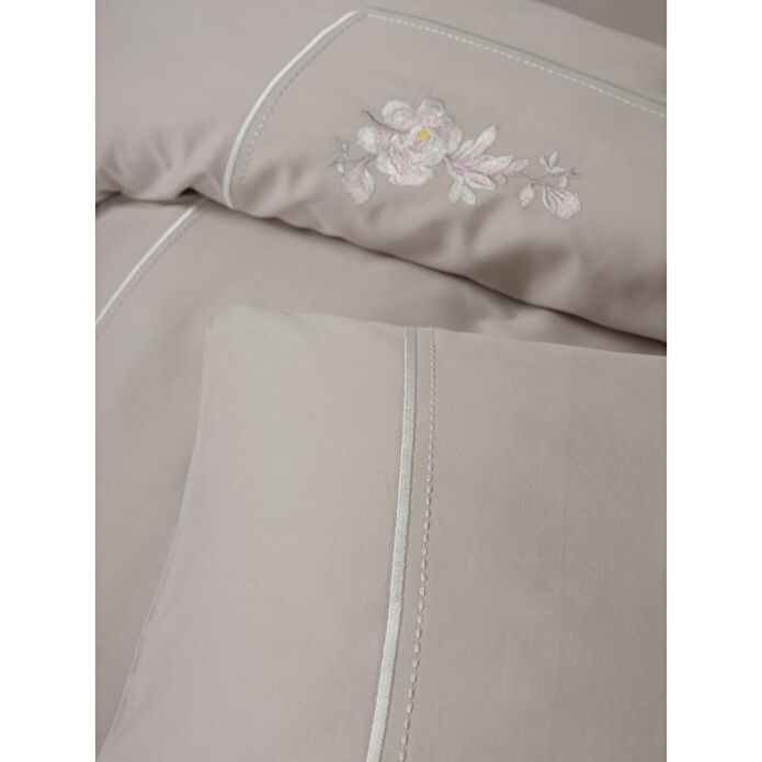 Cotton Box Nakışlı Saten Çift Kişilik Nevresim Takımı Alameda Lila