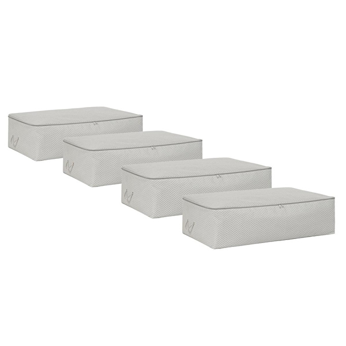 Ocean Home Textile 4'lü Mega Boy Gri Balıksırtı Baza Altı Hurç Set 74 X 46 X 22 Cm