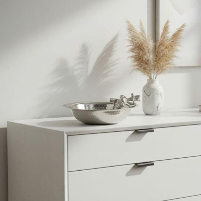 Cornella Floral Dekoratif Kase Silver Çap:22 Cm X Boy:9 Cm