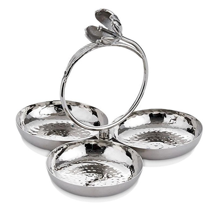 Cornella Floral 3'lü Sunum Kasesi Silver Tek Kase:12 Cm