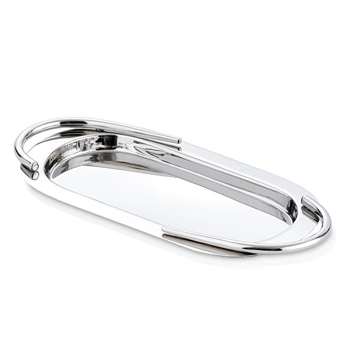 Cornella Basic Elips Sunum Tepsisi Silver Küçük En:14 Cm X Boy:31 Cm