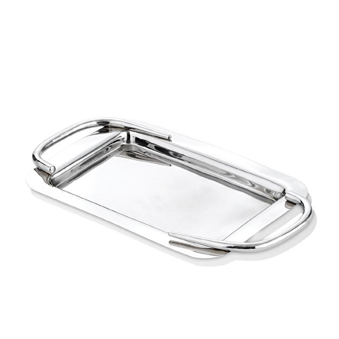 Cornella Basic Dikdörtgen Sunum Tepsisi Silver Küçük En:21 Cm X Boy:31 Cm X Tümü:38 Cm