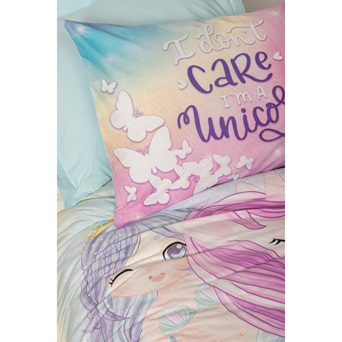 Cotton Box Junior Tek Kişilik Lastikli Çarşaflı Nevresim Takımı Sirena Mint