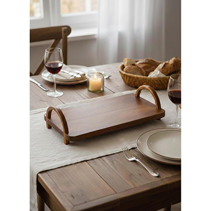 The Mia Natura Akasya Kulplu Tepsi 30x16x8 Cm