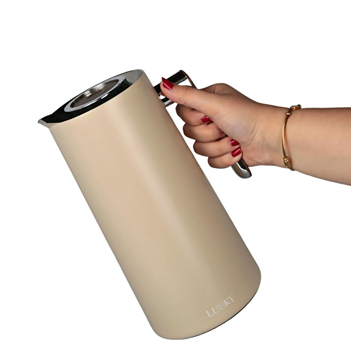 Lucky Art 1l Çelik Gövdeli Karaf Termos Krem