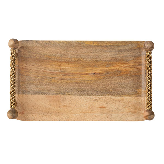 Mudo Home Wooden Dekorati̇f Tepsi̇ 35x20 Cm