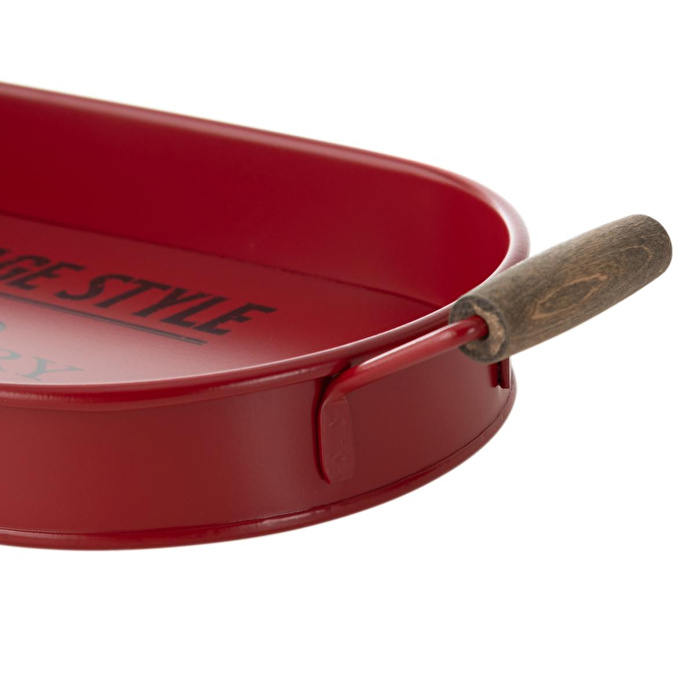 Mudo Home Dublin Oval Tepsi̇ Kirmizi 44x22 Cm