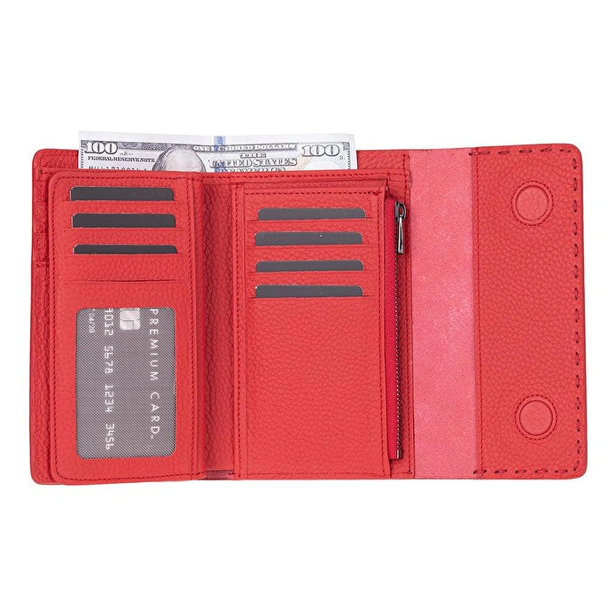 Bloominbag Arc Wallet Crimson Red Hakiki Deri Kartlıklı Manyetik Cüzdan