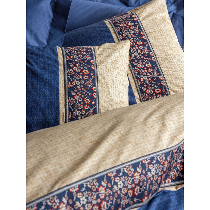 Cotton Box Folk Art Çift Kişilik Nevresim Takımı Rayen Lacivert