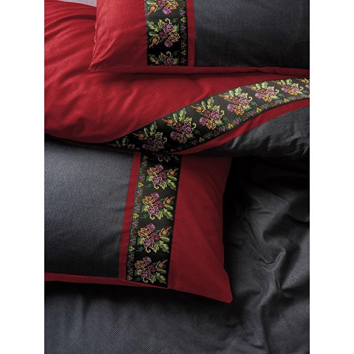 Cotton Box Folk Art Tek Kişilik Nevresim Takımı Lienzo Antrasit