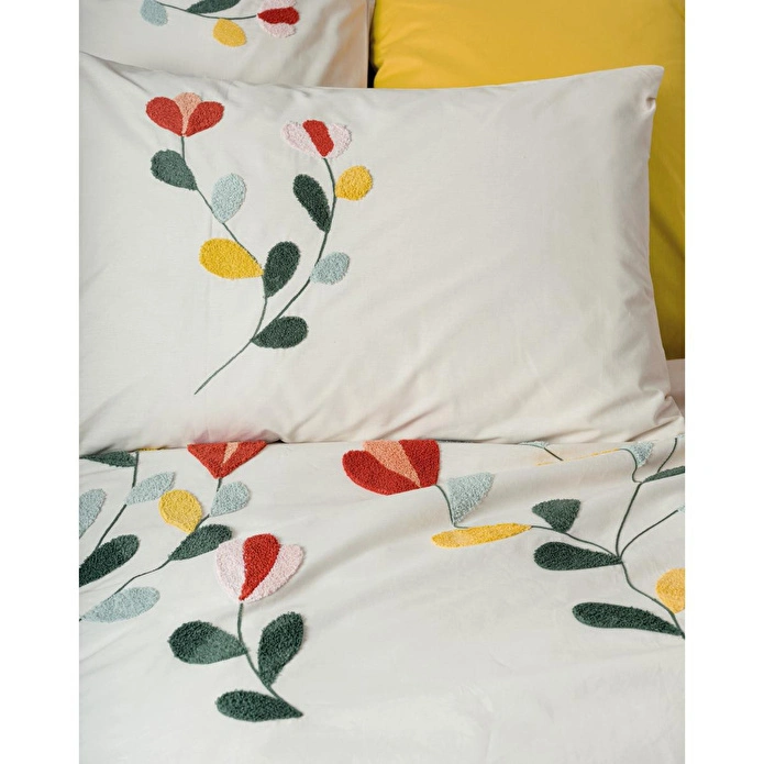 Cotton Box Puff Nakışlı Çift Kişilik Nevresim Takımı Nella Hardal