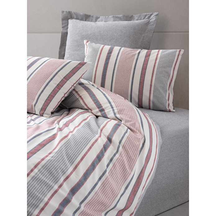 Cotton Box Natureforce İpliği Boyalı Çift Kişilik Nevresim Takımı Duo Mavi