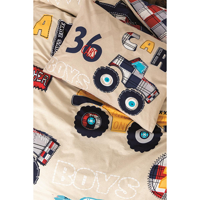 Cotton Box Junior Tek Kişilik Nevresim Takımı Cars Bej