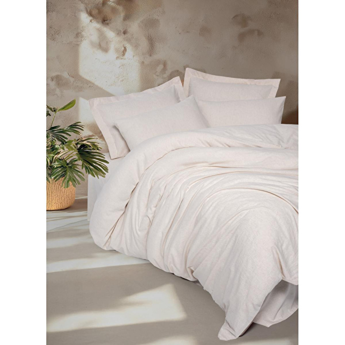 Cotton Box Cotton Keten Çift Kişilik Nevresim Takımı Basic Bej
