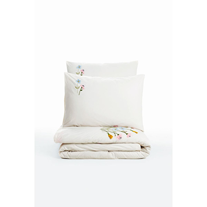 Cotton Box Nakışlı Ranforce Çift Kişilik Nevresim Takımı Delbin Pembe