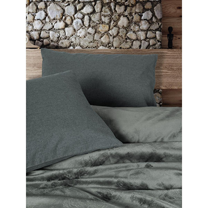 Cotton Box Velvet Çift Kişilik Nevresim Takımı Flossy Gri