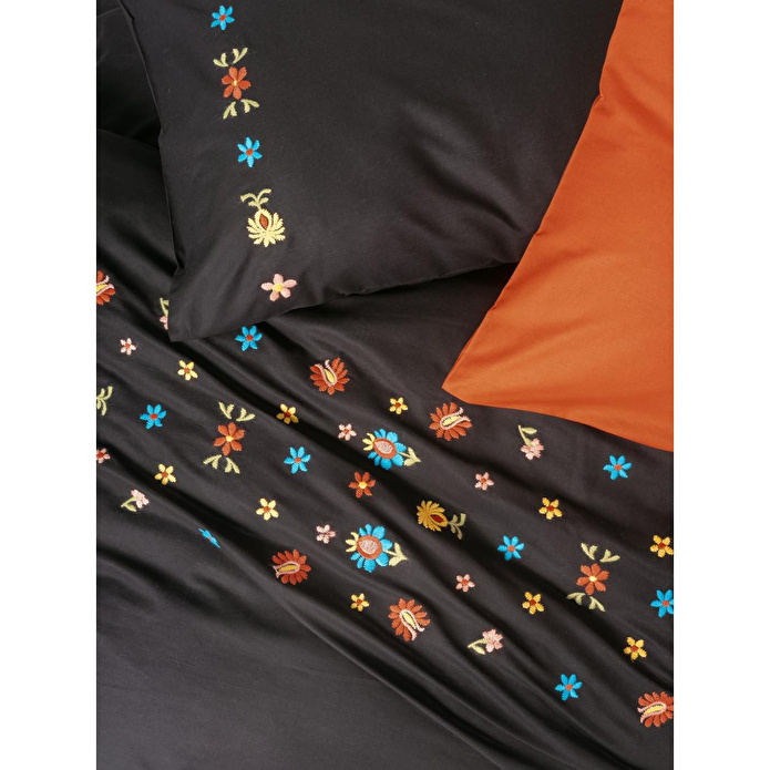 Cotton Box Nakışlı Ranforce Çift Kişilik Nevresim Takımı Liker Kiremit