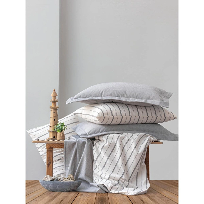 Cotton Box Natureforce İpliği Boyalı Tek Kişilik Nevresim Takımı Unus Gri