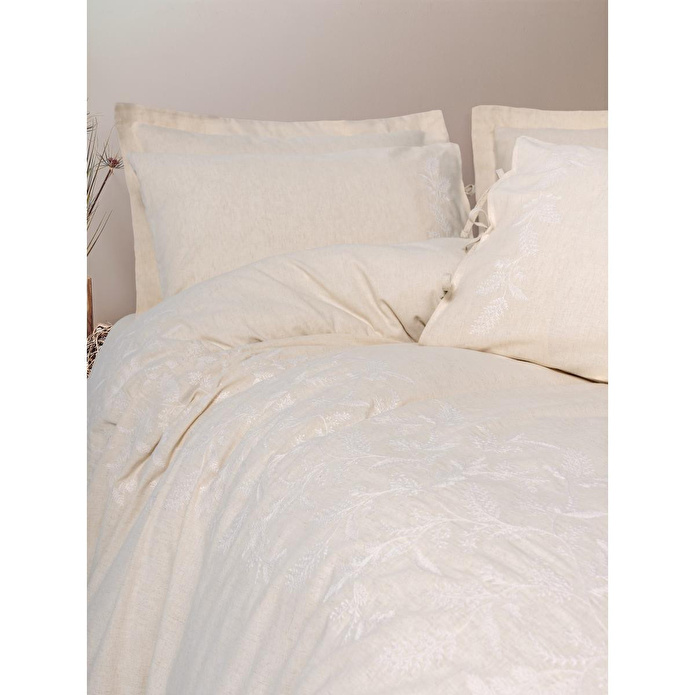 Cotton Box Cotton Keten Çift Kişilik Nevresim Takımı Kivora Bej