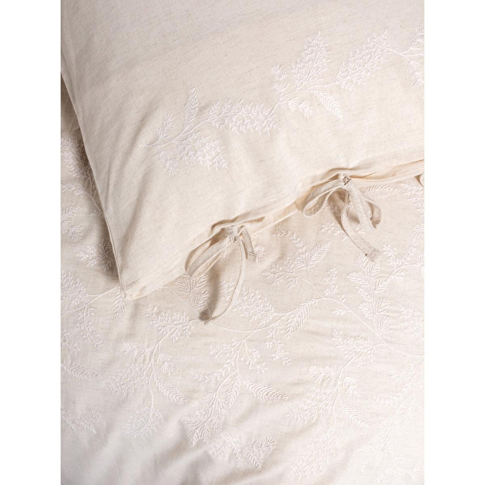 Cotton Box Cotton Keten Çift Kişilik Nevresim Takımı Kivora Bej