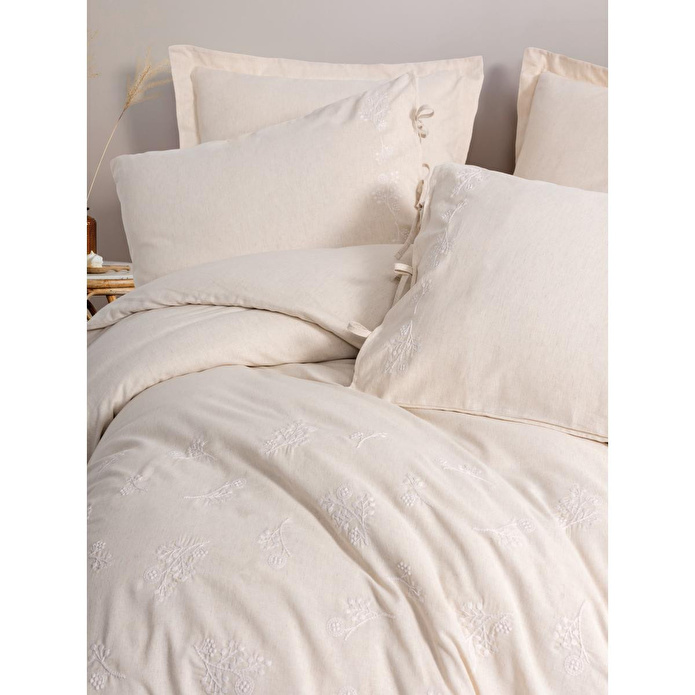 Cotton Box Cotton Keten Çift Kişilik Nevresim Takımı Esmira Bej