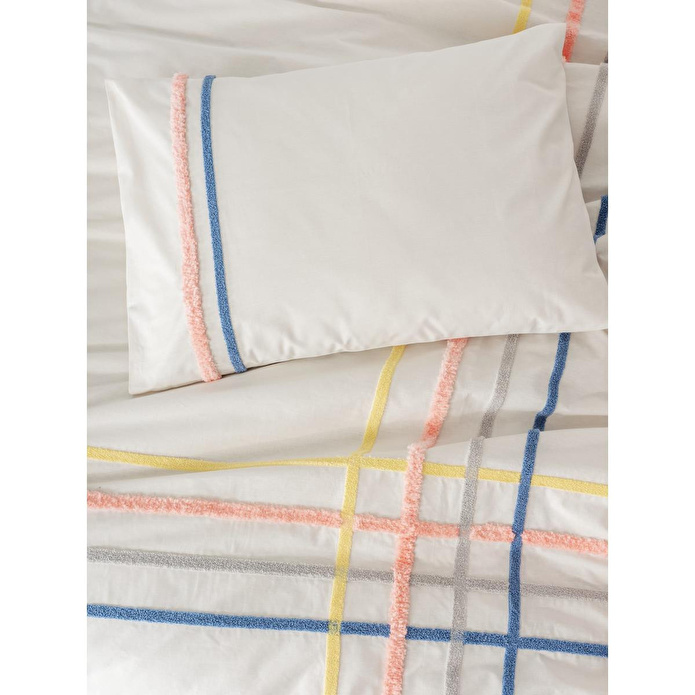 Cotton Box Puff Nakışlı Çift Kişilik Nevresim Takımı Linea Somon