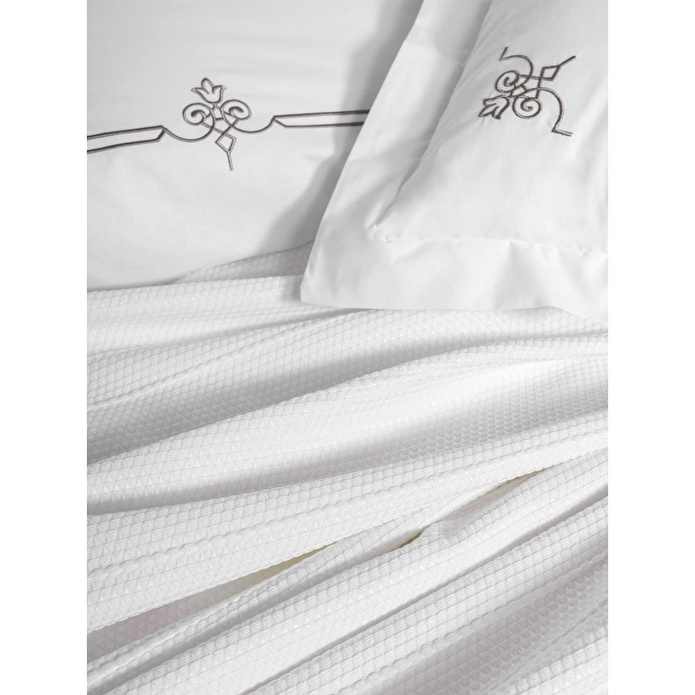 Cotton Box Classic Çeyizlik Çift Kişilik Pikeli Nevresim Takımı Güher Beyaz