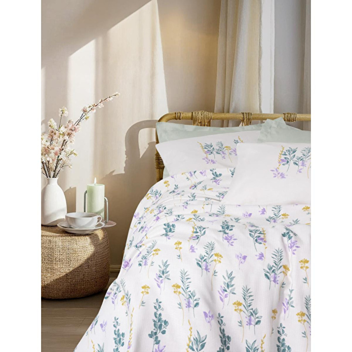 Cotton Box Estiva Tek Kişilik Pike Takımı Twig Mint