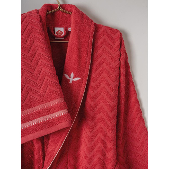 Cotton Box Masculine Aile Bornoz Seti Abel Kırmızı-lacivert