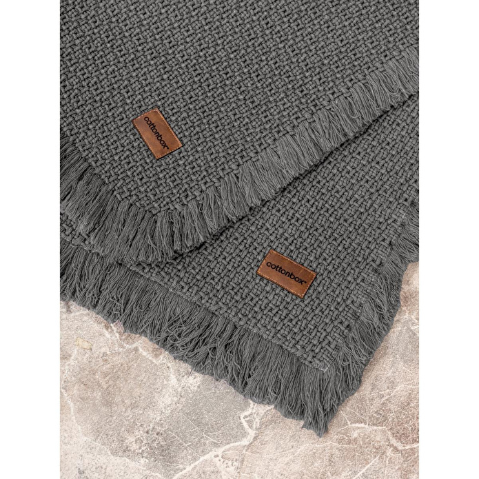 Cotton Box Bath Rug Set Antrasit 75x125 60x90