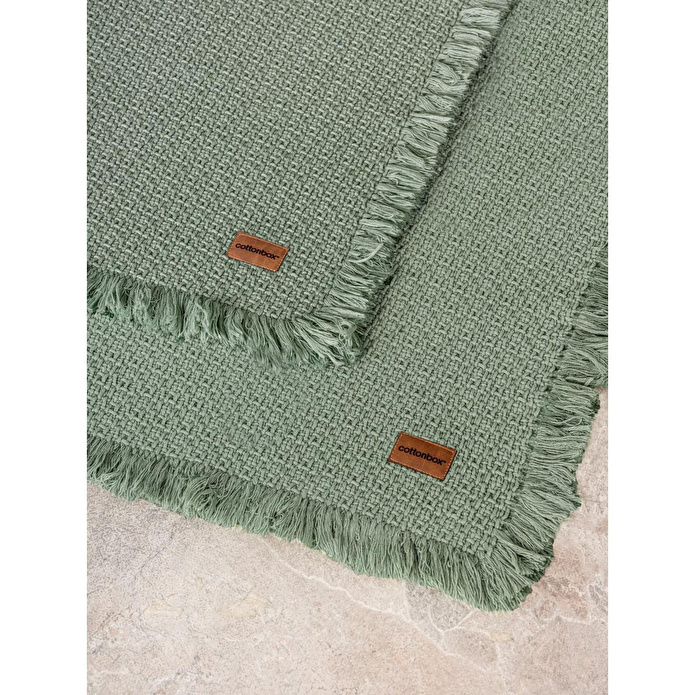 Cotton Box Bath Rug Set Yeşil 75x125 60x90