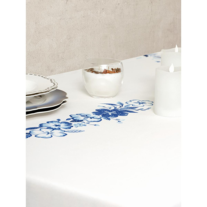 Cotton Box Pano Baskılı Masa Örtüsü Violet Mavi 170x170