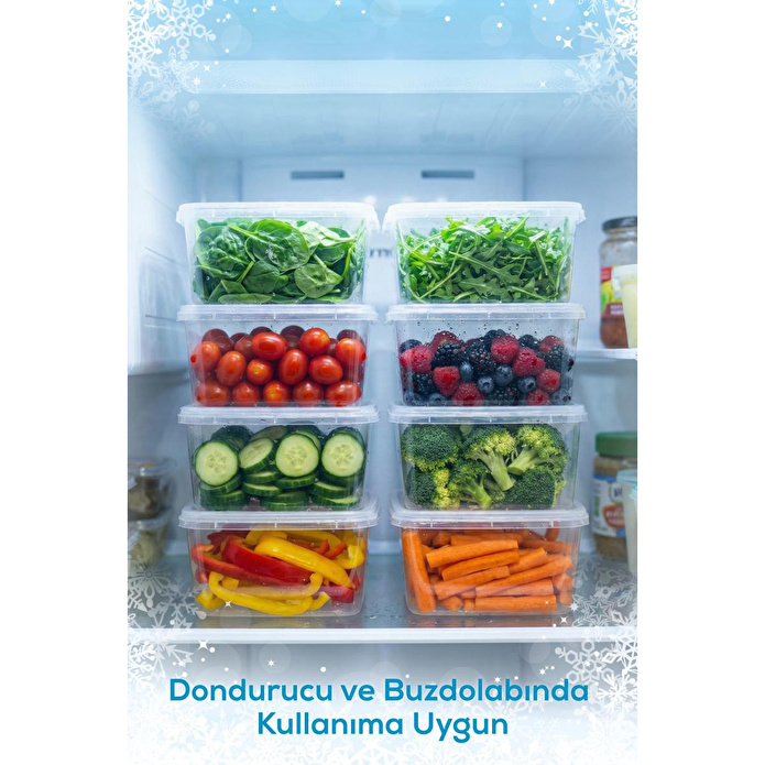 Vienev 8'li 2 Lt Sabit Kapaklı Şeffaf Saklama Kabı Seti - Dikdörtgen Bakliyat Erzak Düzenleyici Kutu