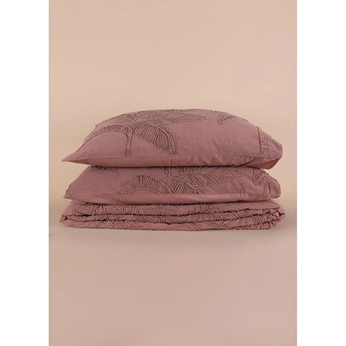 The Mia Çift Kişilik Yatak Örtüsü Seti 3 Parça Gül Kurusu