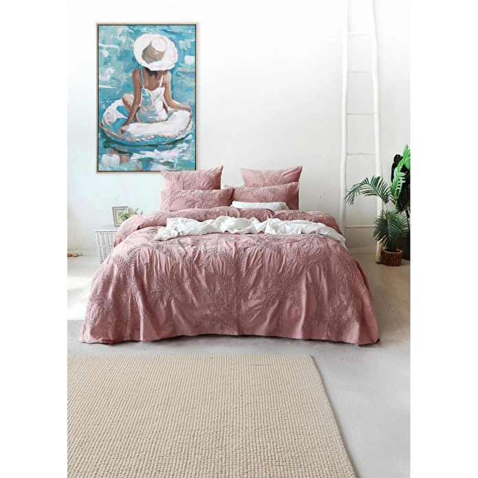 The Mia Çift Kişilik Yatak Örtüsü Seti 3 Parça Gül Kurusu