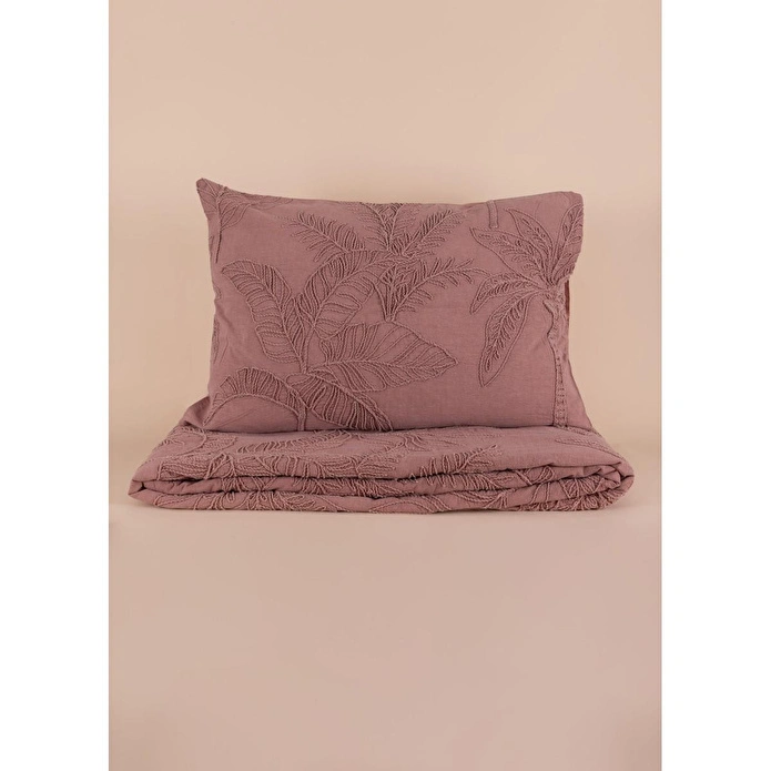 The Mia Çift Kişilik Yatak Örtüsü Seti 3 Parça Gül Kurusu