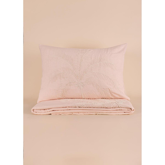 The Mia Çift Kişilik Yatak Örtüsü Seti 3 Parça Pudra