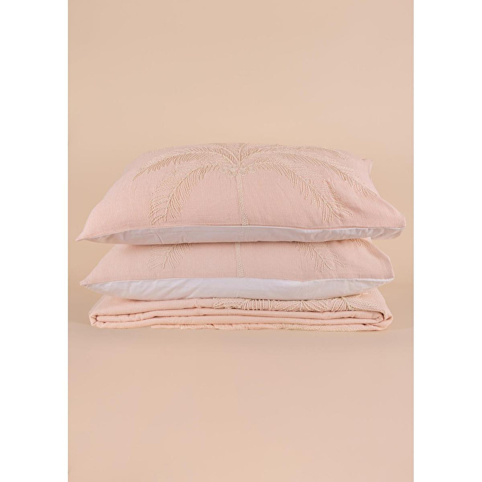 The Mia Çift Kişilik Yatak Örtüsü Seti 3 Parça Pudra