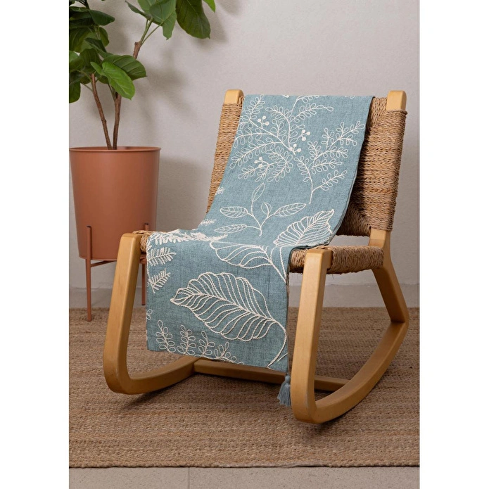 The Mia Throw Koltuk Şalı Püsküllü Yeşil 170x130