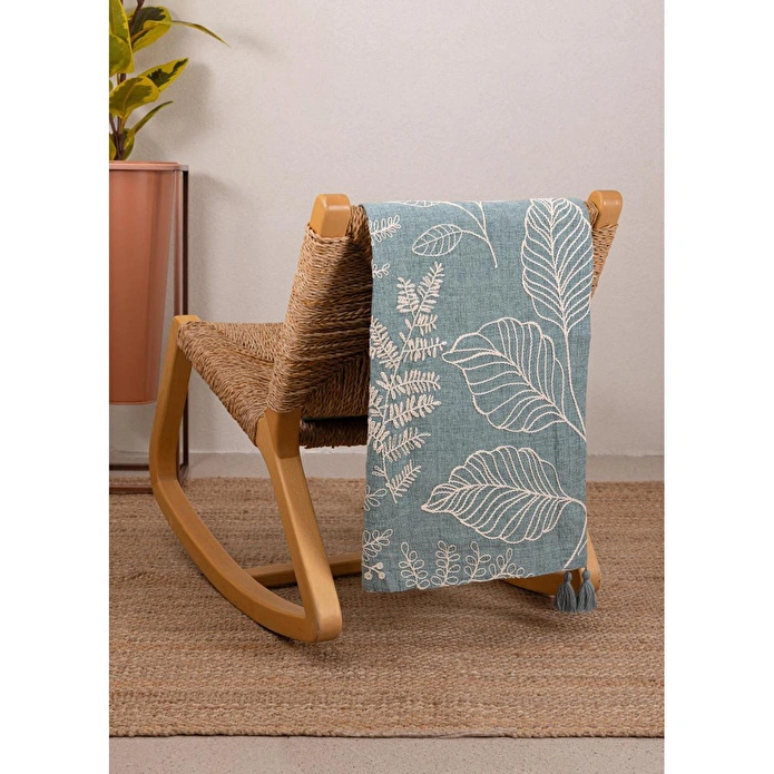 The Mia Throw Koltuk Şalı Püsküllü Yeşil 170x130