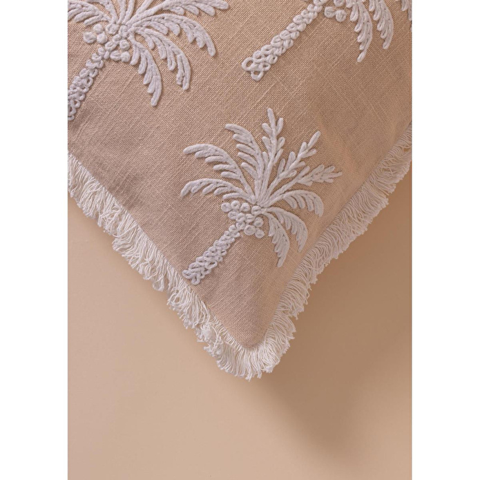 The Mia Tropikal Palmiye Desenli Kırlent Pudra 45 X 45 Cm